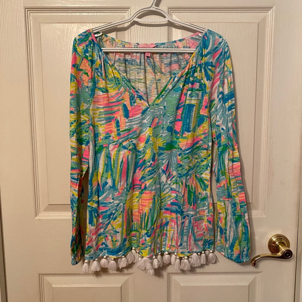 Lilly Pulitzer Long Sleeve Top with Tassels